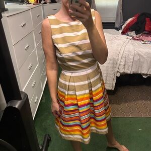 Ronni Nicole White and Tan Dress